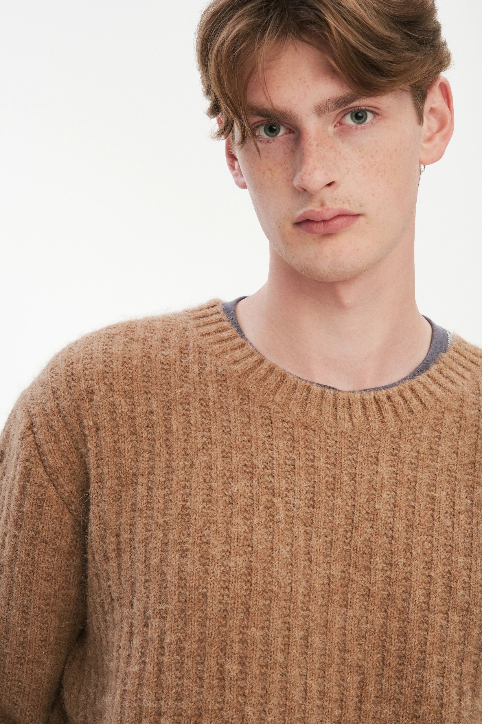 Boxy Crewneck Sweater - Alpaca & Lambs Wool in Nut