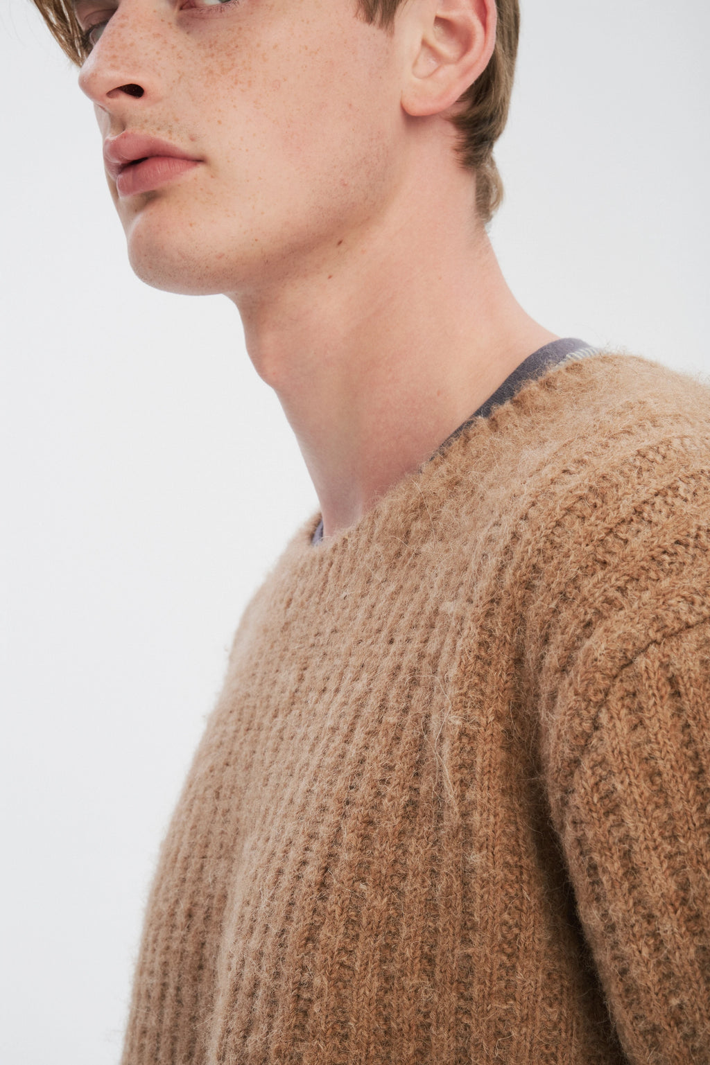 Boxy Crewneck Sweater - Alpaca & Lambs Wool in Nut