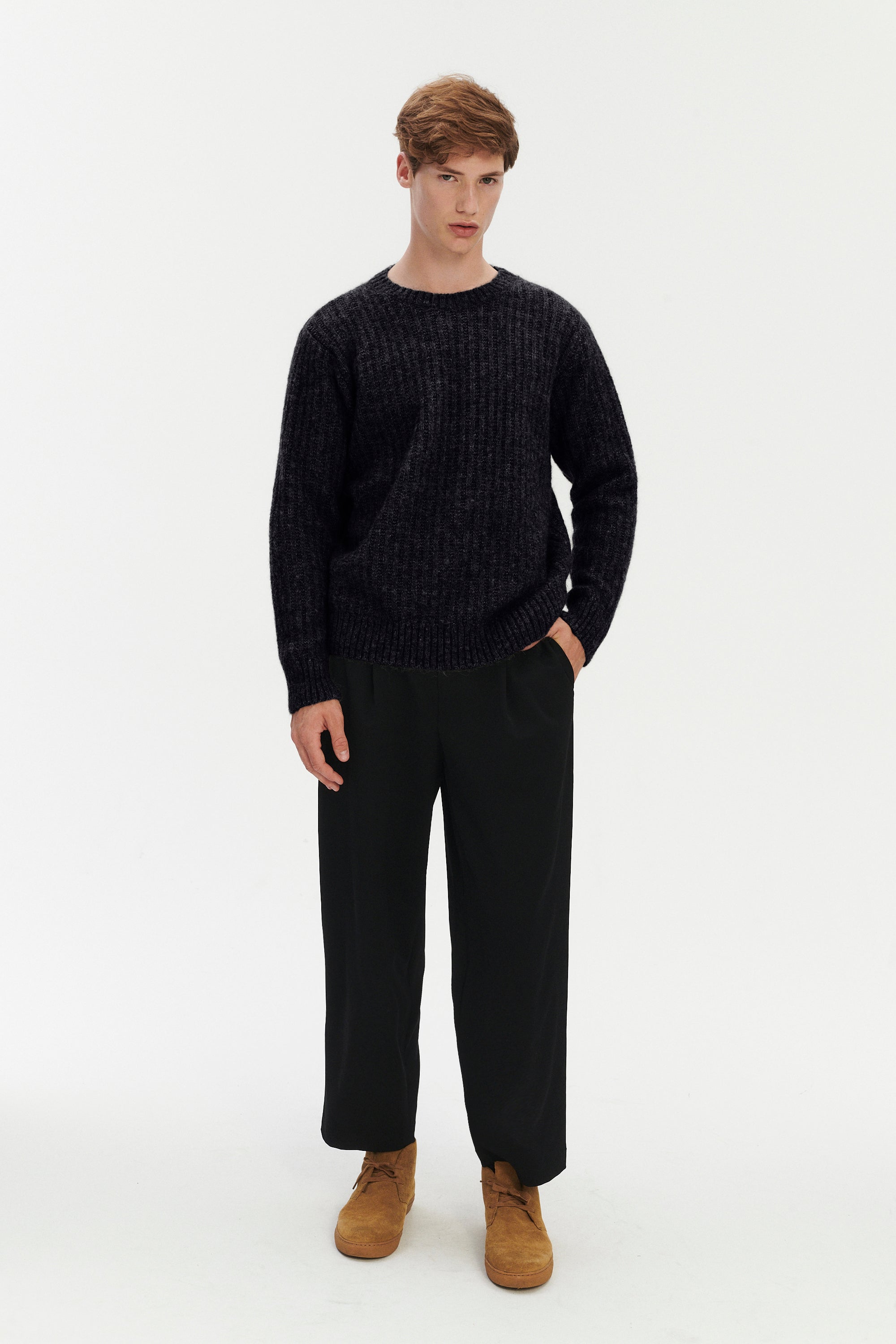 Crewneck Sweater in Soft Alpaca & Lambs Wool