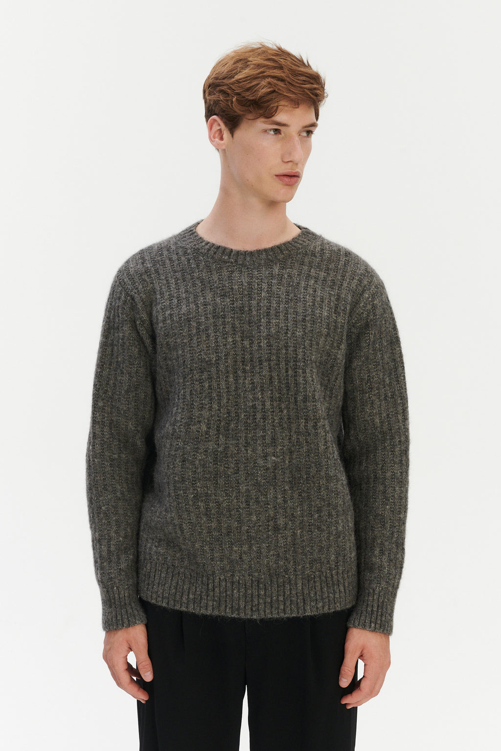 Boxy Crewneck Sweater - Alpaca & Lambs Wool in Grey