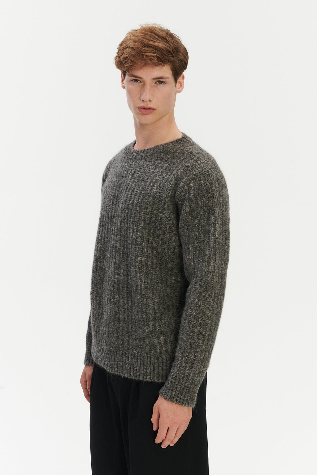 Boxy Crewneck Sweater - Alpaca & Lambs Wool in Grey
