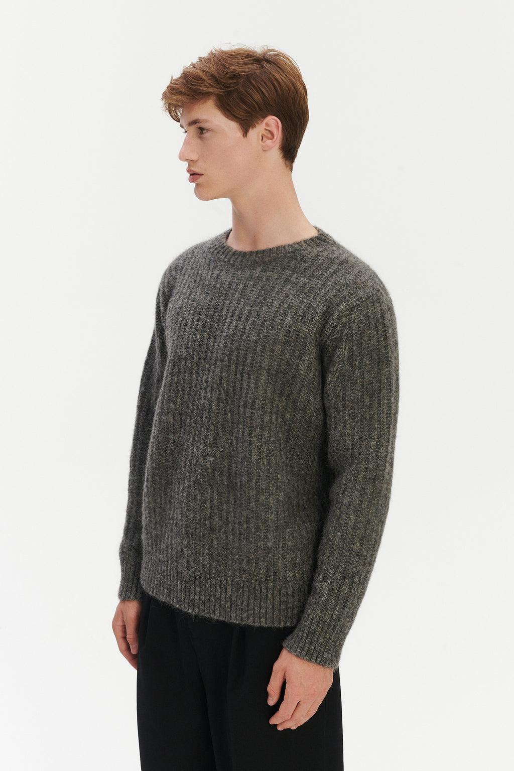 Boxy Crewneck Sweater - Alpaca & Lambs Wool in Grey