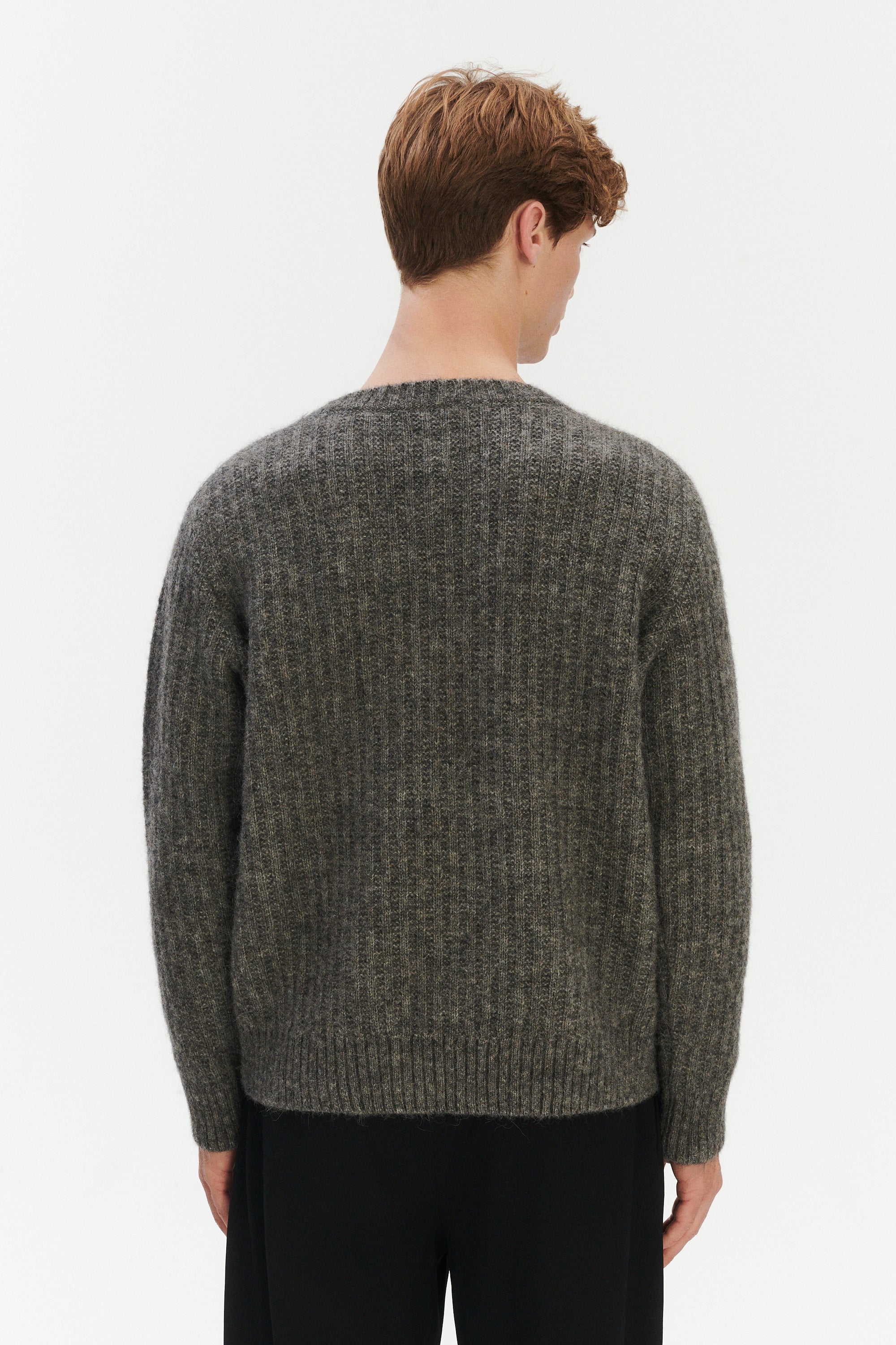 Boxy Crewneck Sweater - Alpaca & Lambs Wool in Grey