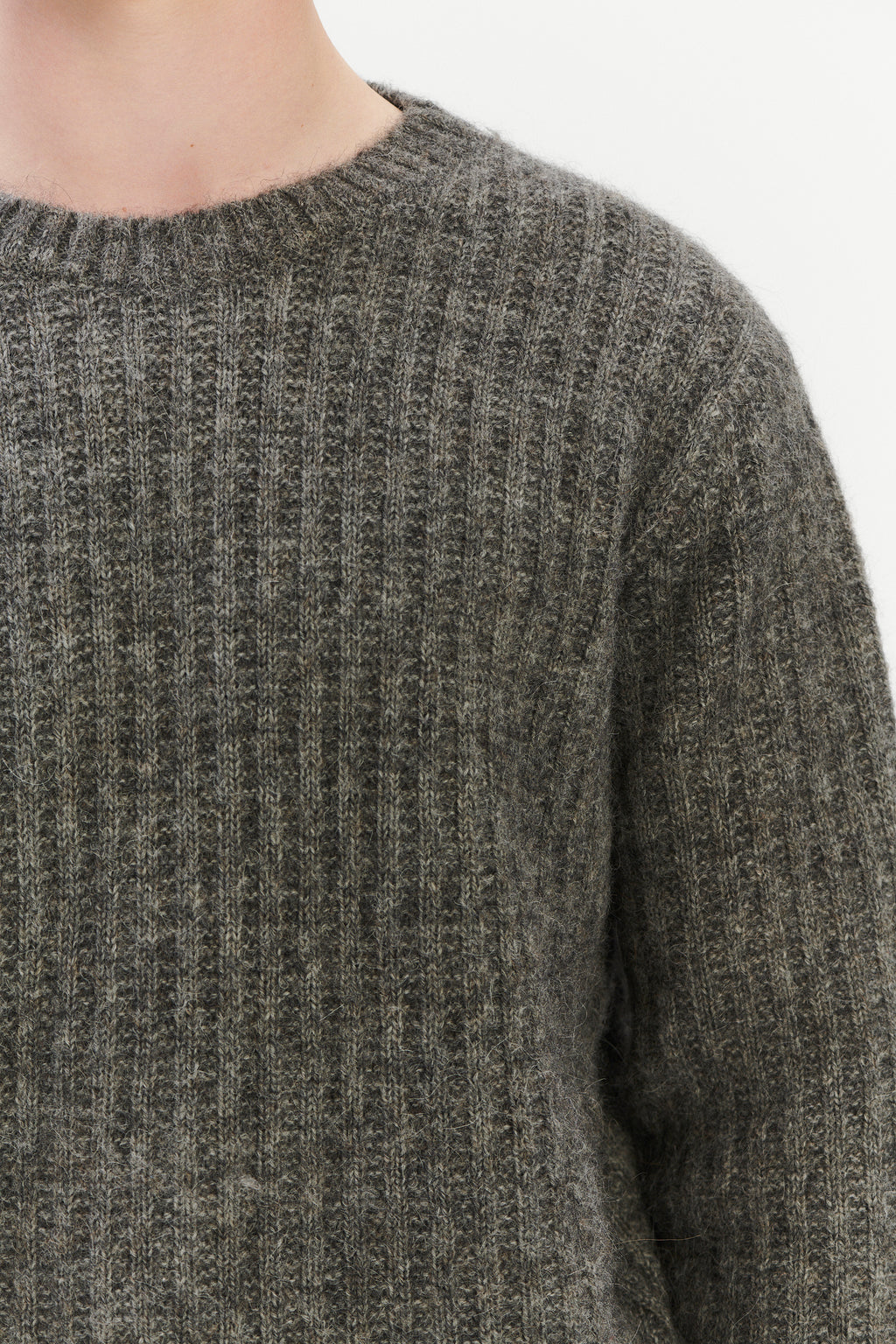 Boxy Crewneck Sweater - Alpaca & Lambs Wool in Grey