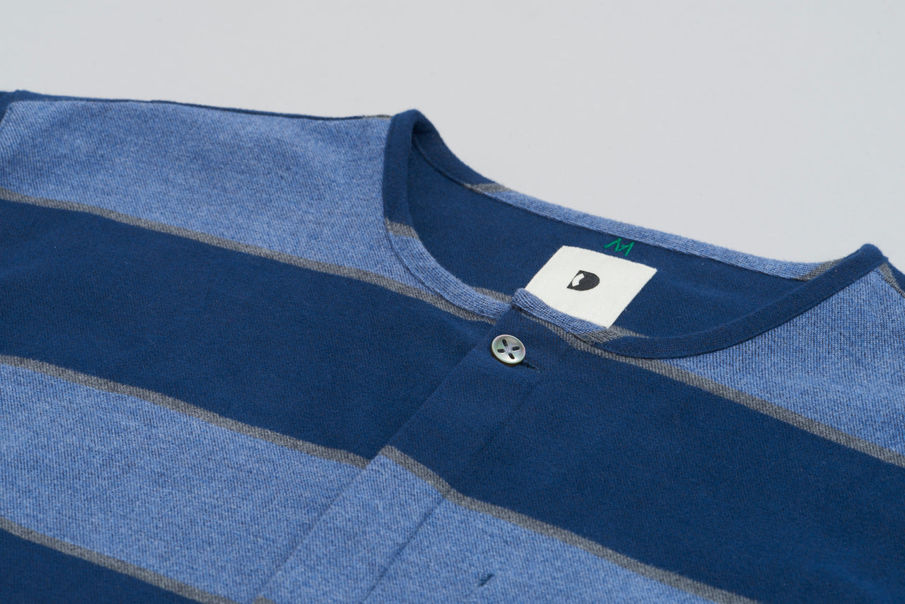 Harmony Collarless Shirt in a Soft Italian Cotton Flannel