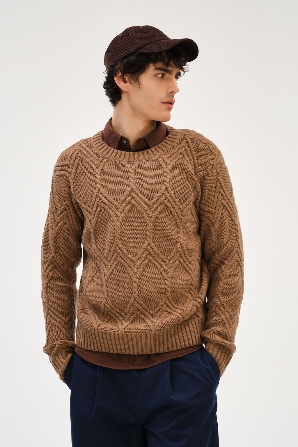 Crewneck In Recycled Cashmere - Camel