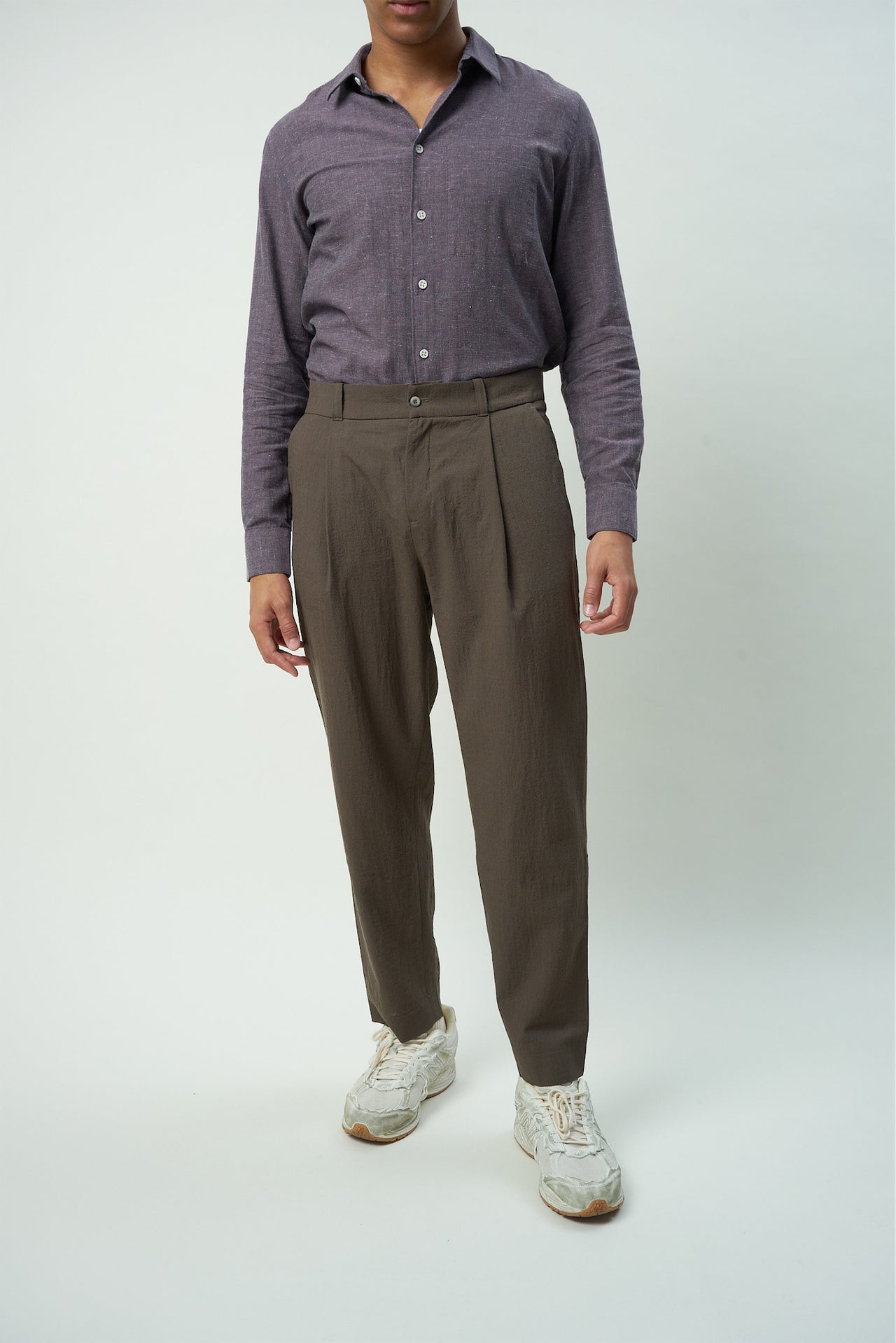 Olive Brown Merino Wool Trousers