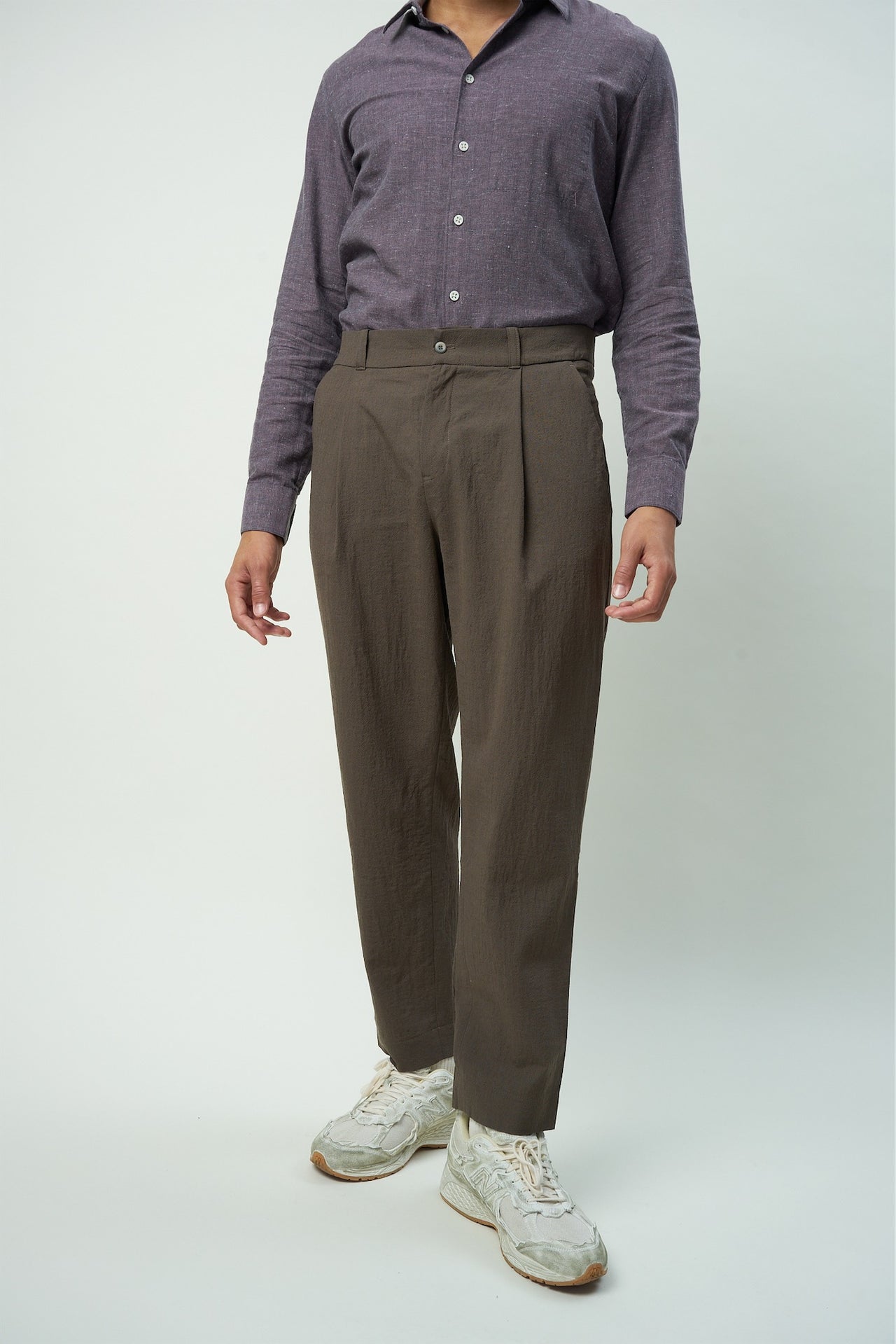 Olive Brown Merino Wool Trousers