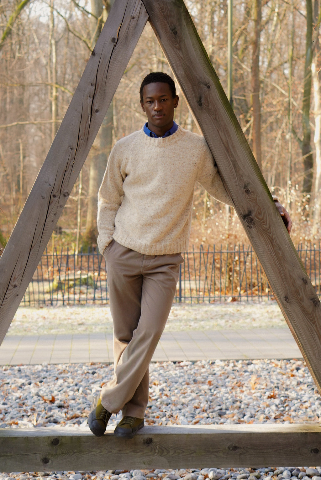 Crewneck Raglan Sweater in a Sustainable Melange Yarn – Sample