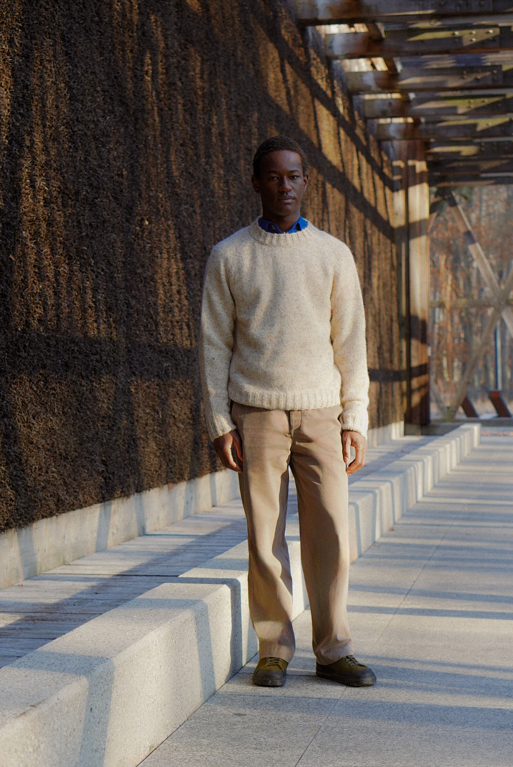 Crewneck Raglan Sweater in a Sustainable Melange Yarn – Sample