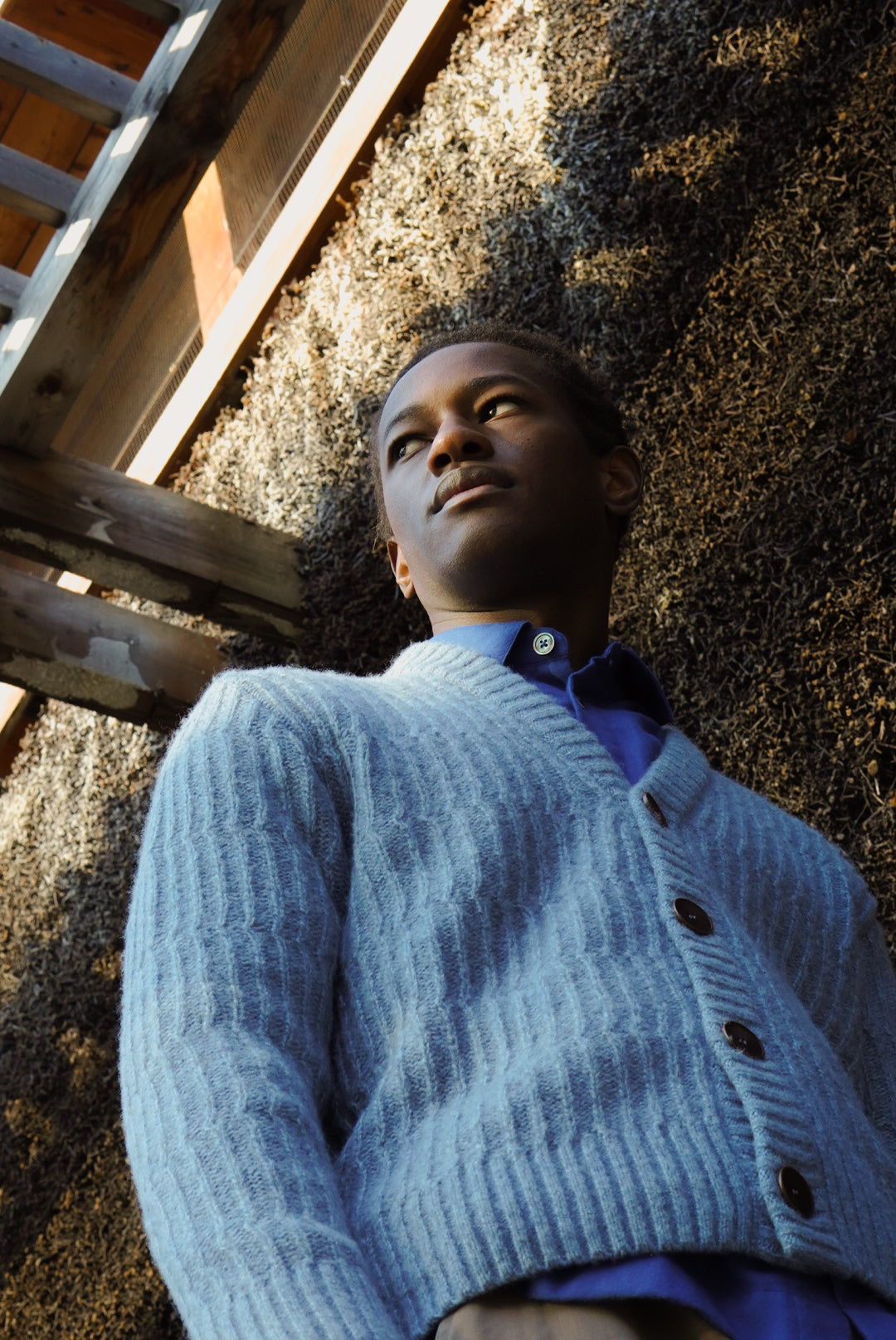 Cardigan n the Finest Blue Lambs Wool - Unique Piece