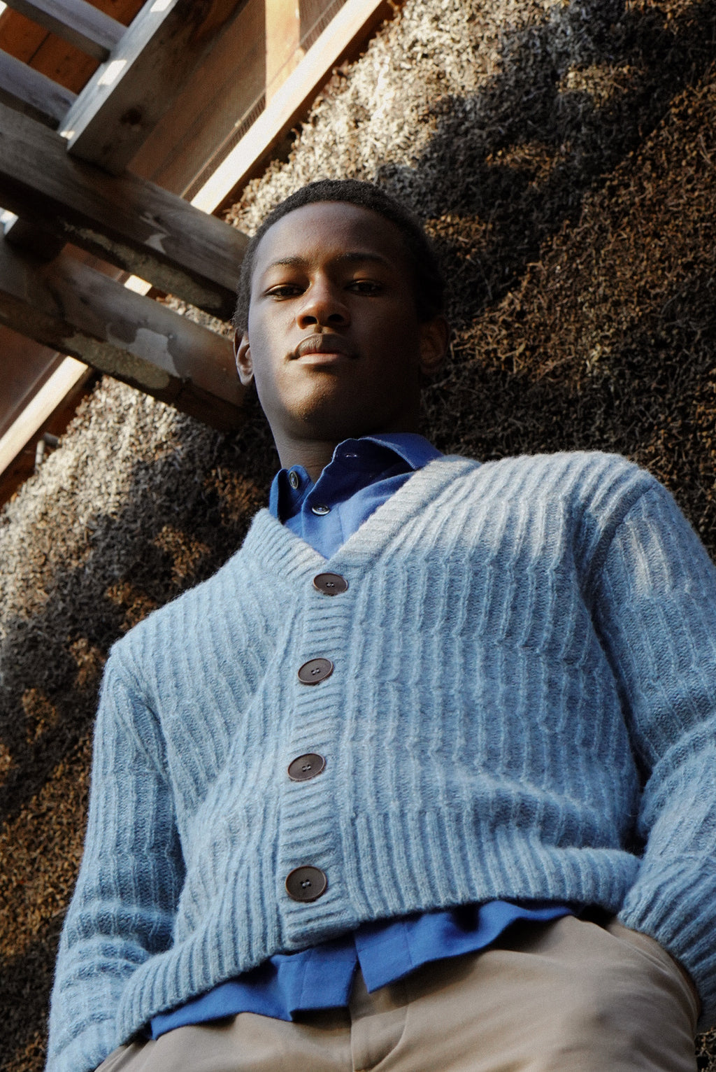 Cardigan n the Finest Blue Lambs Wool - Unique Piece