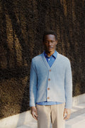 Cardigan n the Finest Blue Lambs Wool - Unique Piece