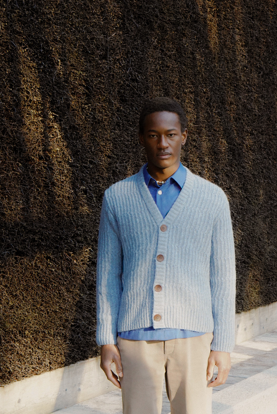 Cardigan n the Finest Blue Lambs Wool - Unique Piece