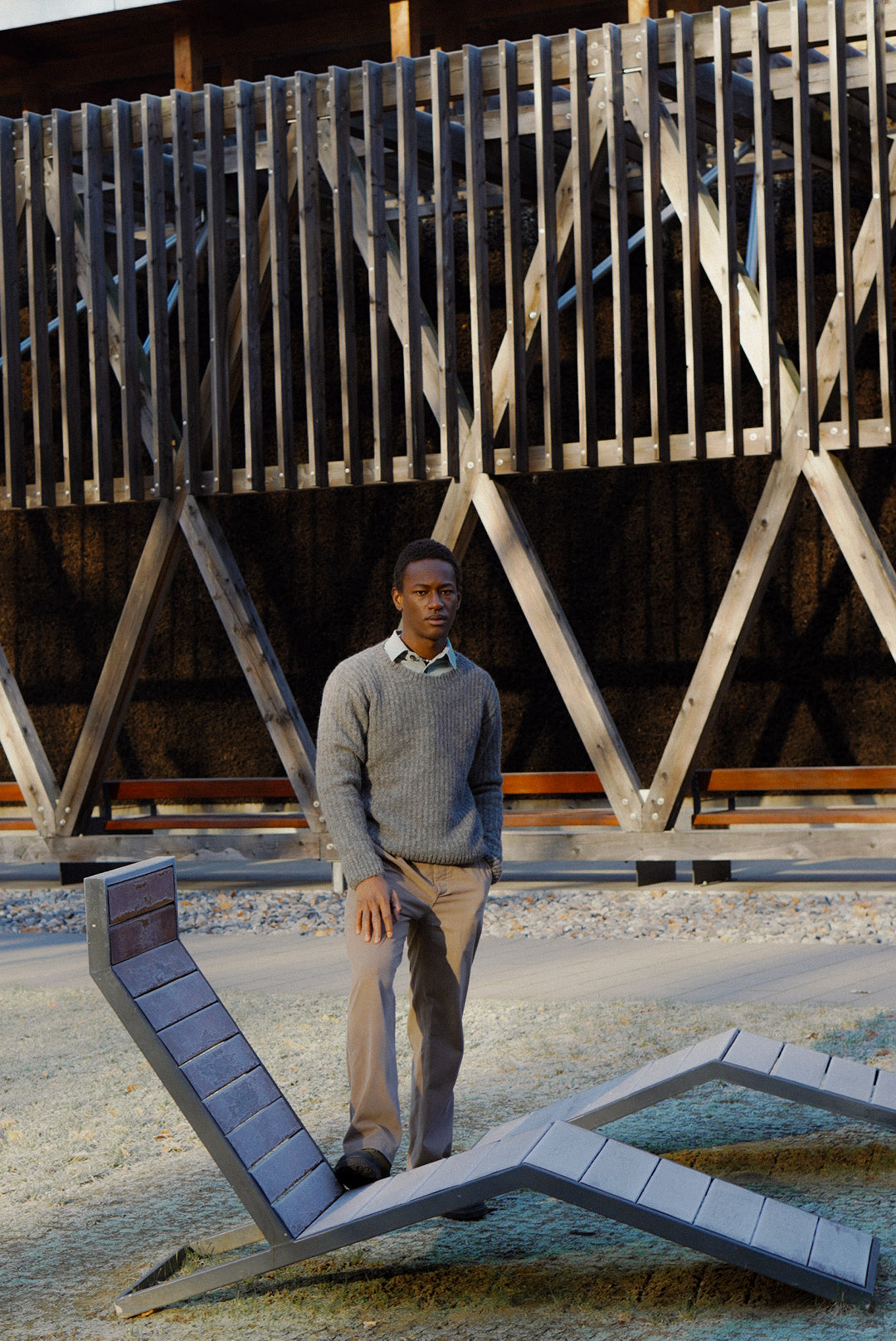 Crewneck Sweater in Grey Baby Alpaca & Lambs Wool - Photoshoot Sample