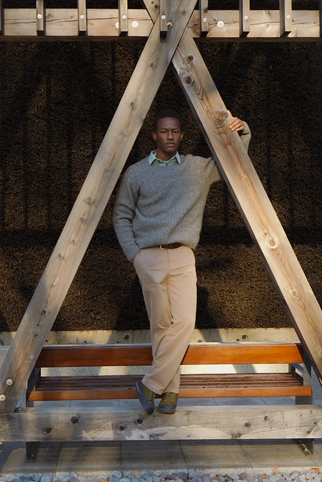 Crewneck Sweater in Grey Baby Alpaca & Lambs Wool - Photoshoot Sample