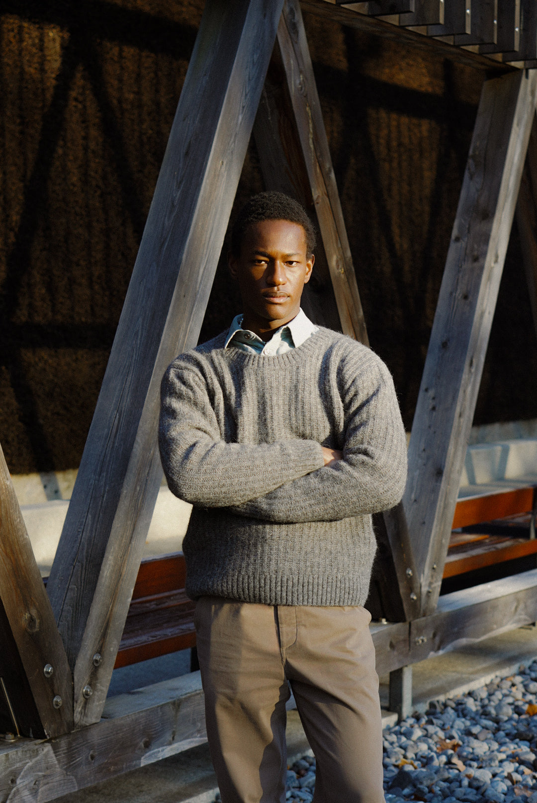 Crewneck Sweater in Grey Baby Alpaca & Lambs Wool - Photoshoot Sample