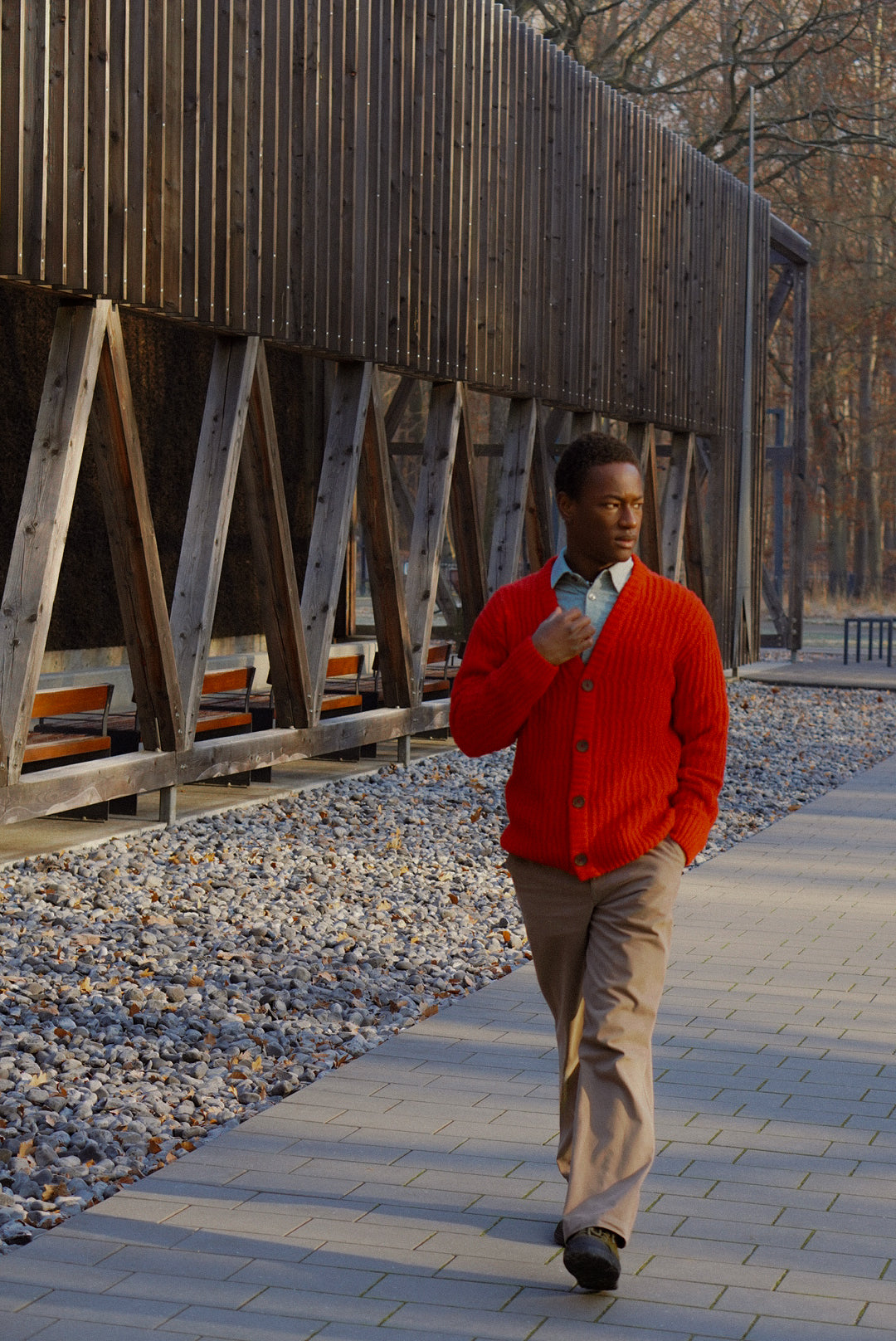 Cardigan in the Finest Red Lambs Wool - Unique Piece
