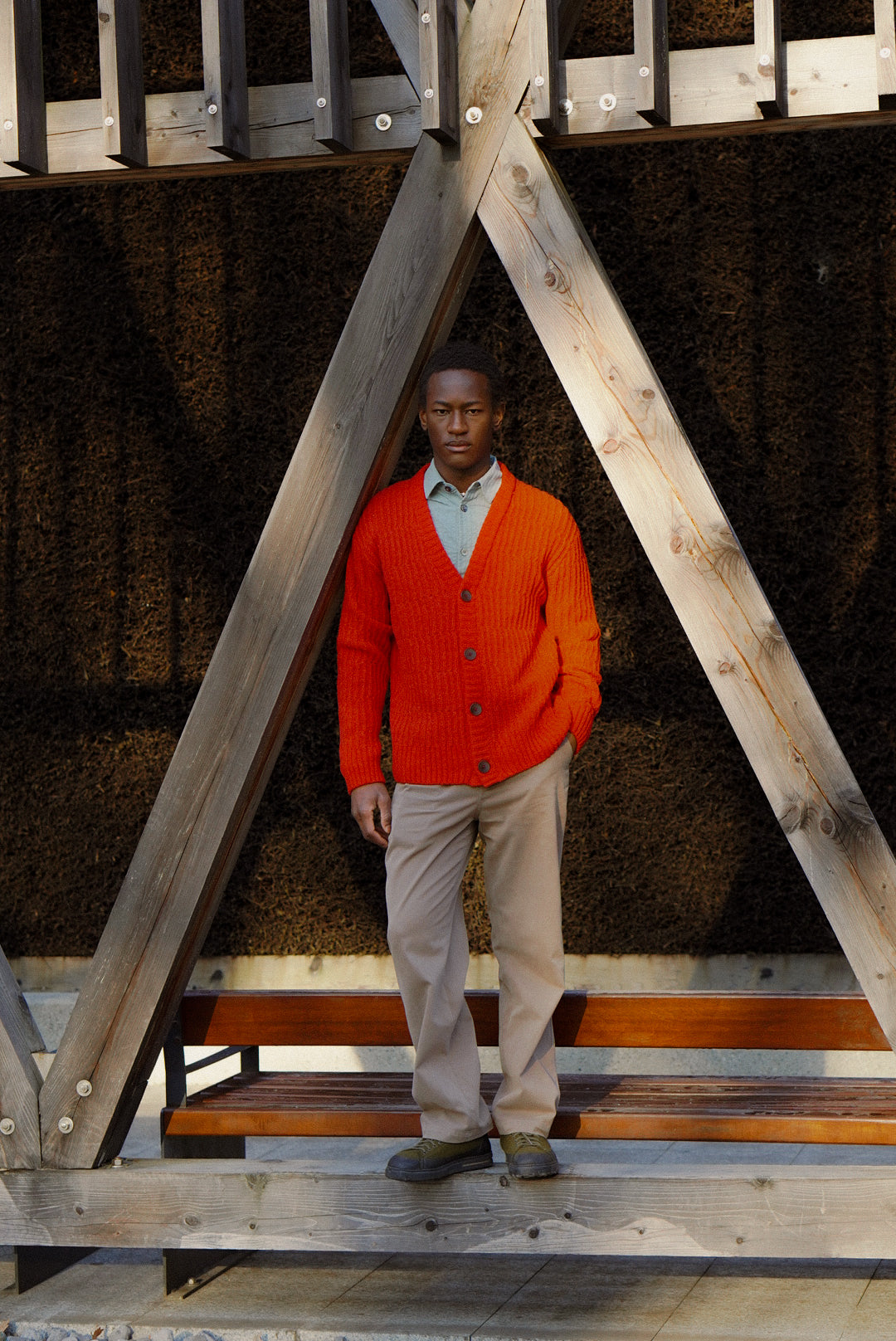 Cardigan in the Finest Red Lambs Wool - Unique Piece