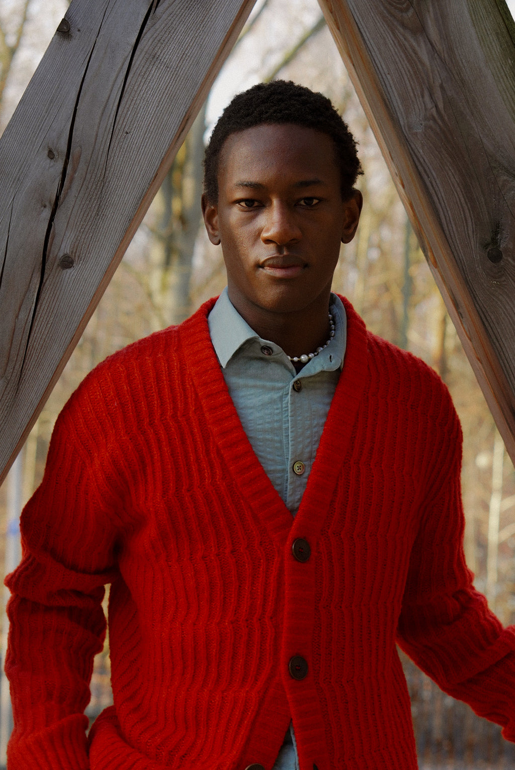 Cardigan in the Finest Red Lambs Wool - Unique Piece