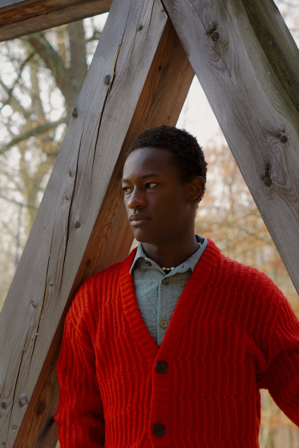 Cardigan in the Finest Red Lambs Wool - Unique Piece