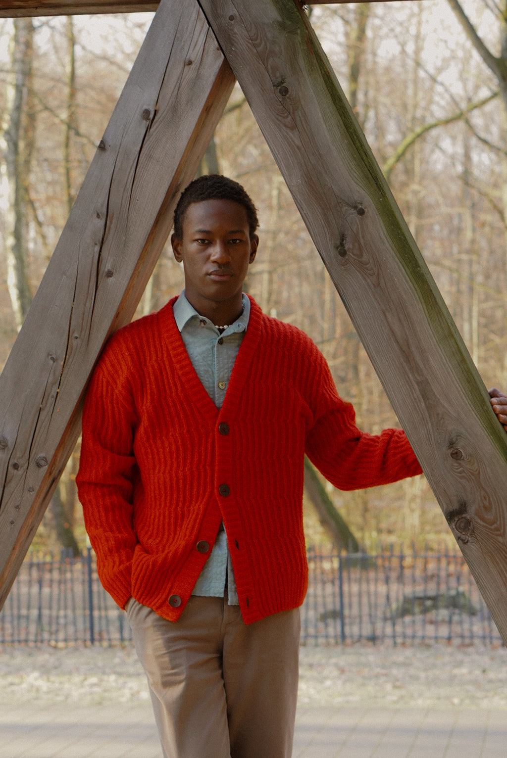 Cardigan in the Finest Red Lambs Wool - Unique Piece