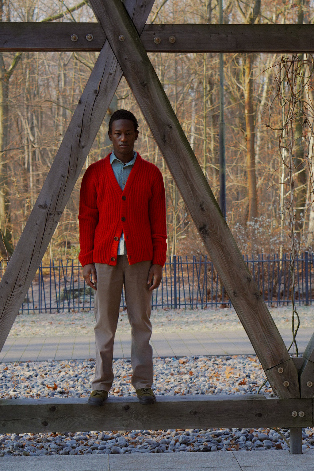 Cardigan in the Finest Red Lambs Wool - Unique Piece