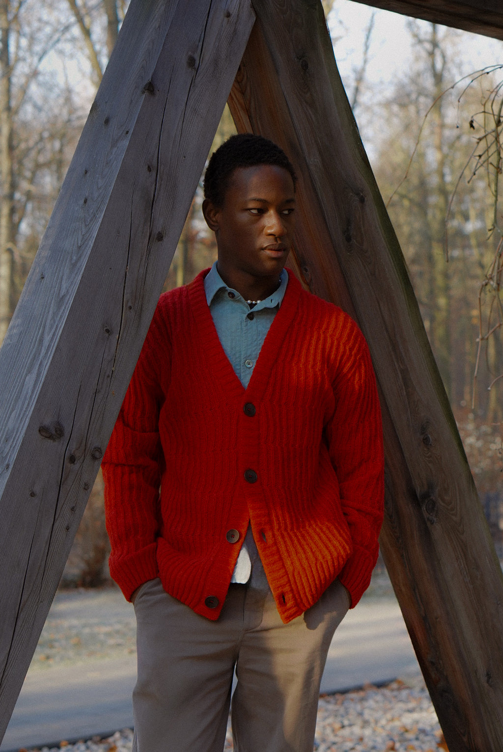 Cardigan in the Finest Red Lambs Wool - Unique Piece