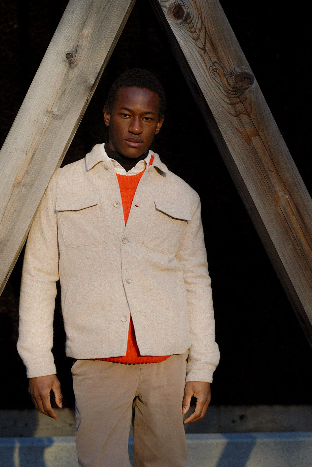 Winter Jacket in a Thick Recycled Italian Wool and Polyamide - Photoshoot Sample