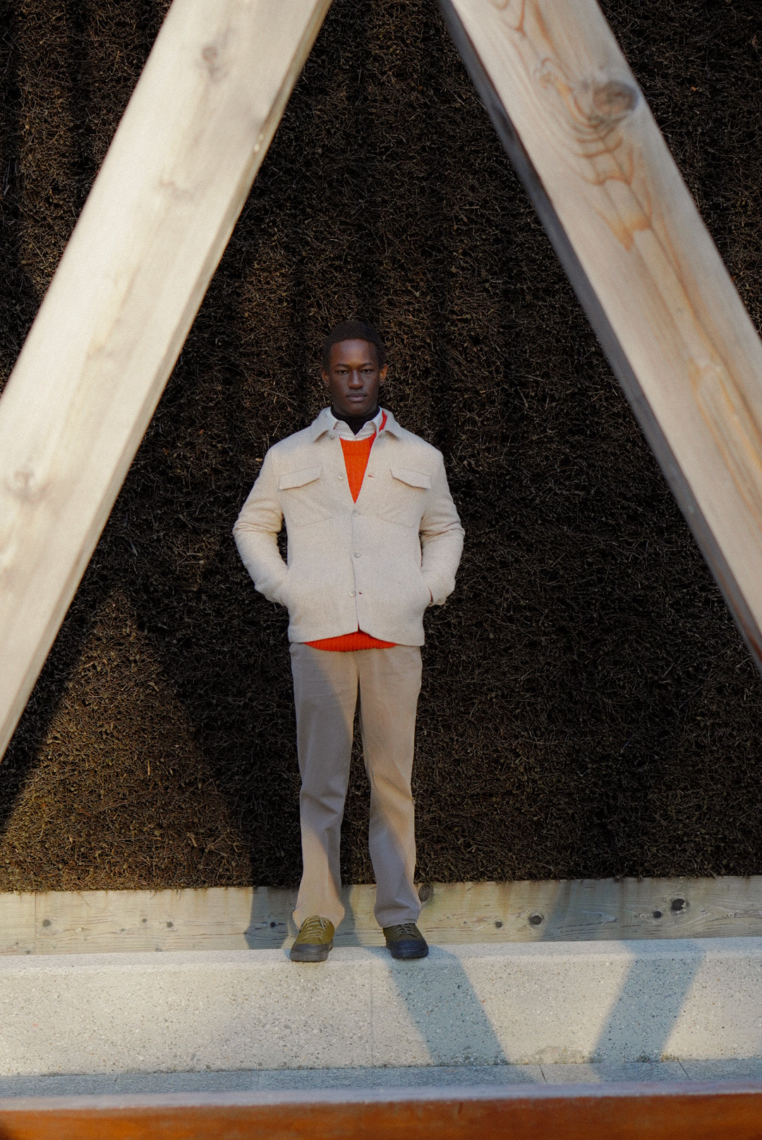 Winter Jacket in a Thick Recycled Italian Wool and Polyamide - Photoshoot Sample