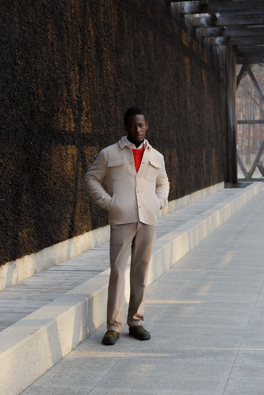 Winter Jacket in a Thick Recycled Italian Wool and Polyamide - Photoshoot Sample