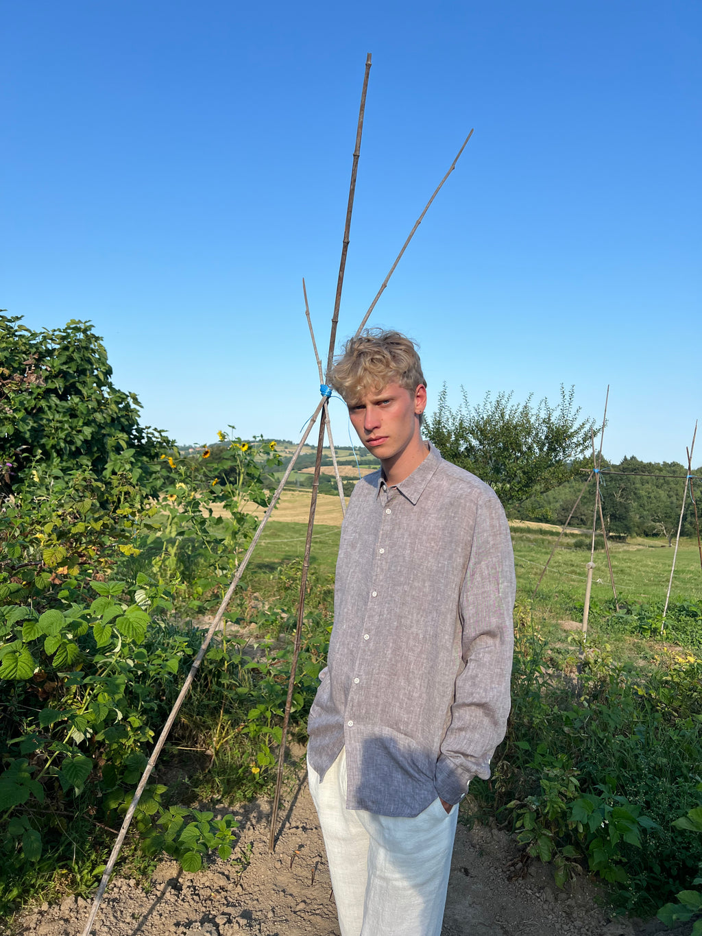 Feel Good Shirt in a Very Soft Beige Brown Bohemian Linen