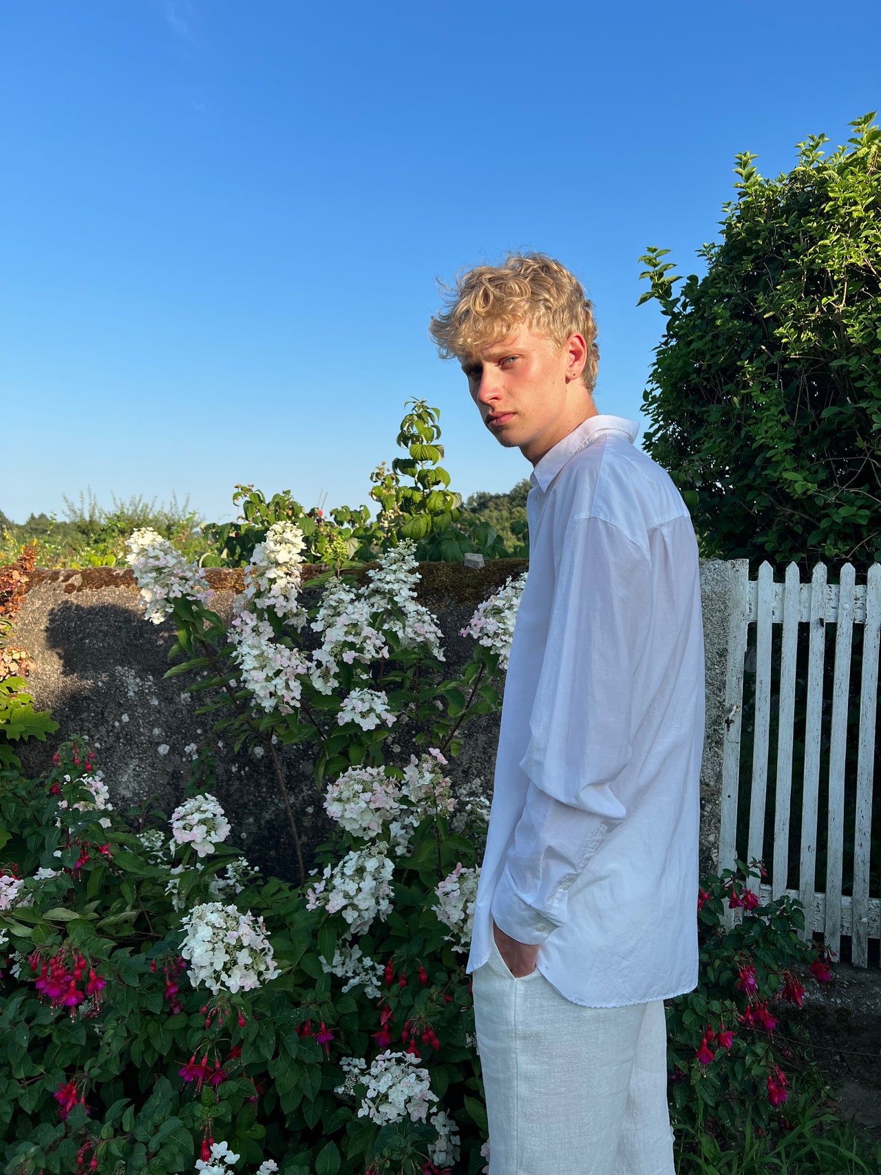 Oversized Rider Shirt in a Smooth White Airy Italian Silk and Cotton