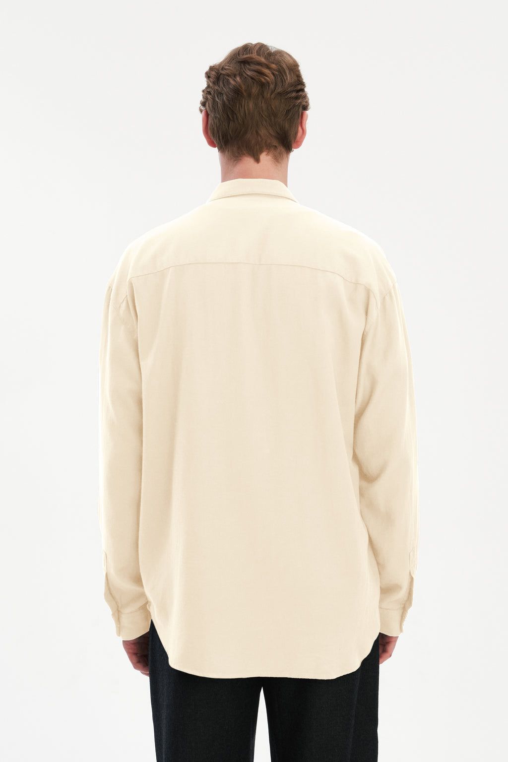 Oversized Shirt with Patched Pockets in Japanese Light Combed Wool