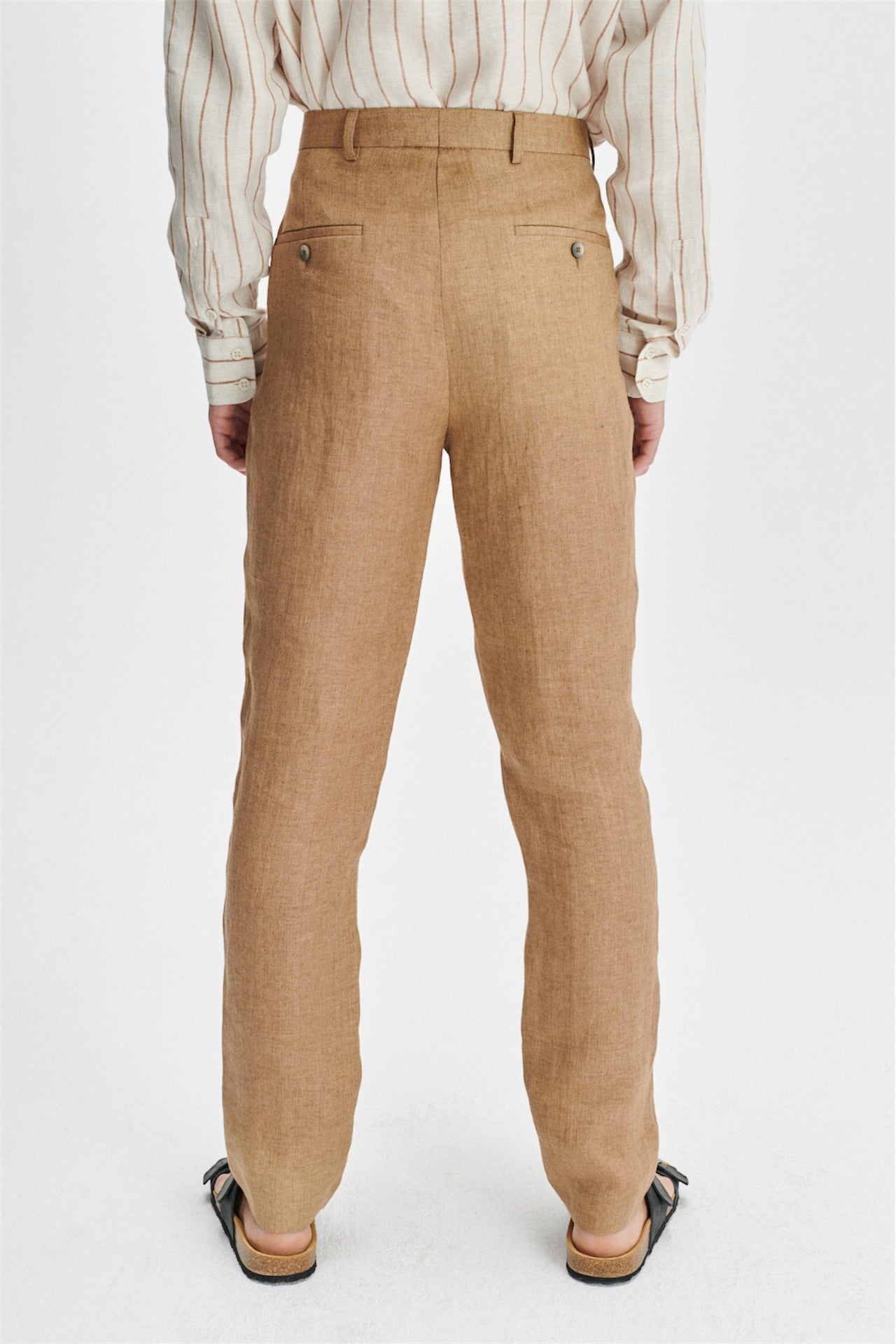 Bohemian Trousers in a Light Brown 100% Traceable Italian Linen by Albini