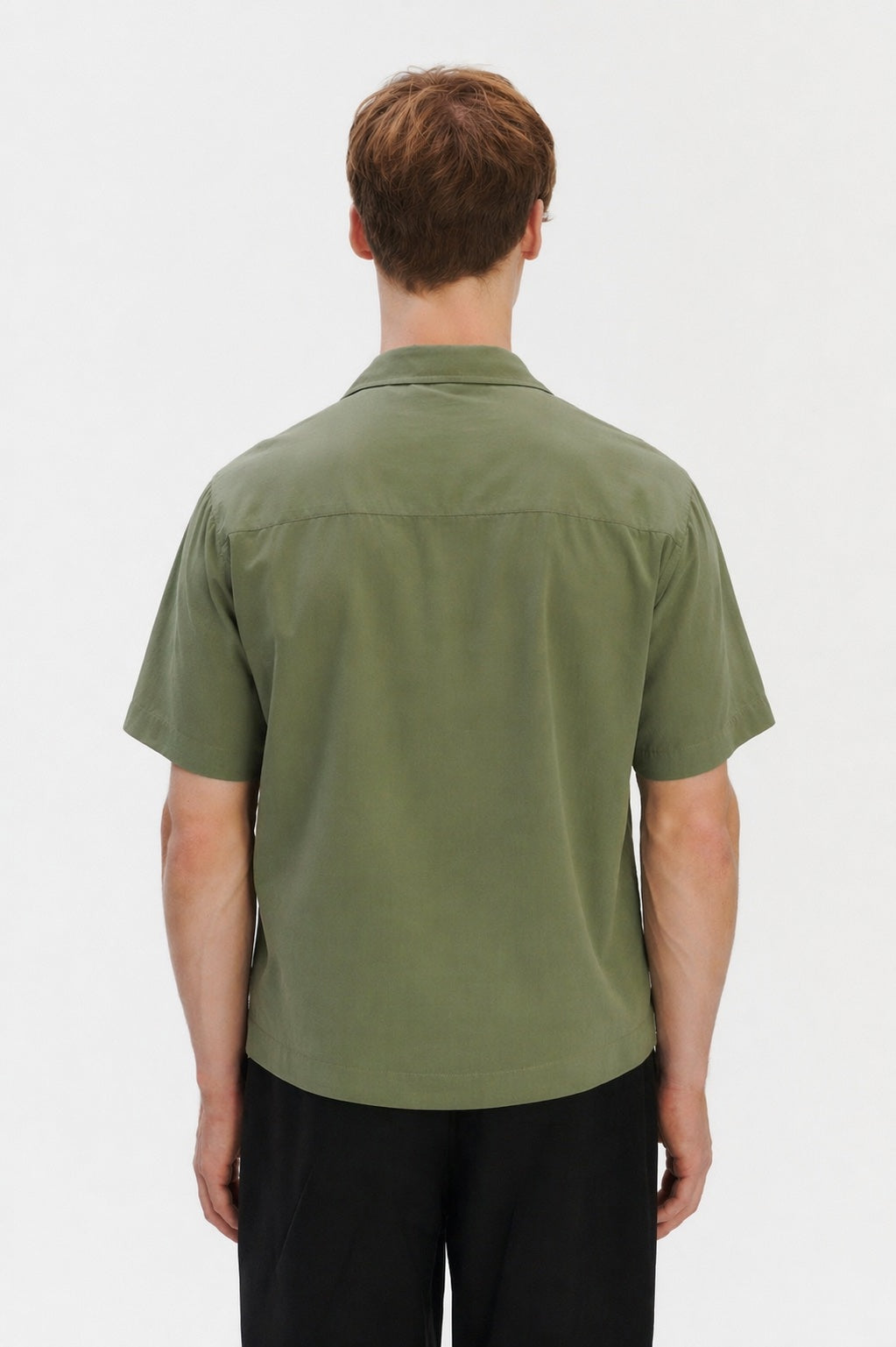 New Camp Collar Shirt  in a Spring Forest Green Italian Dobby Cotton