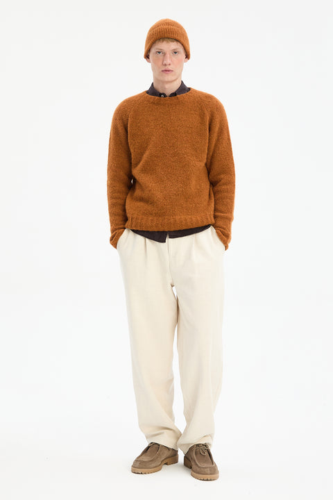 Crewneck Sweater in Burnt Orange Mélange Italian Alpaca
