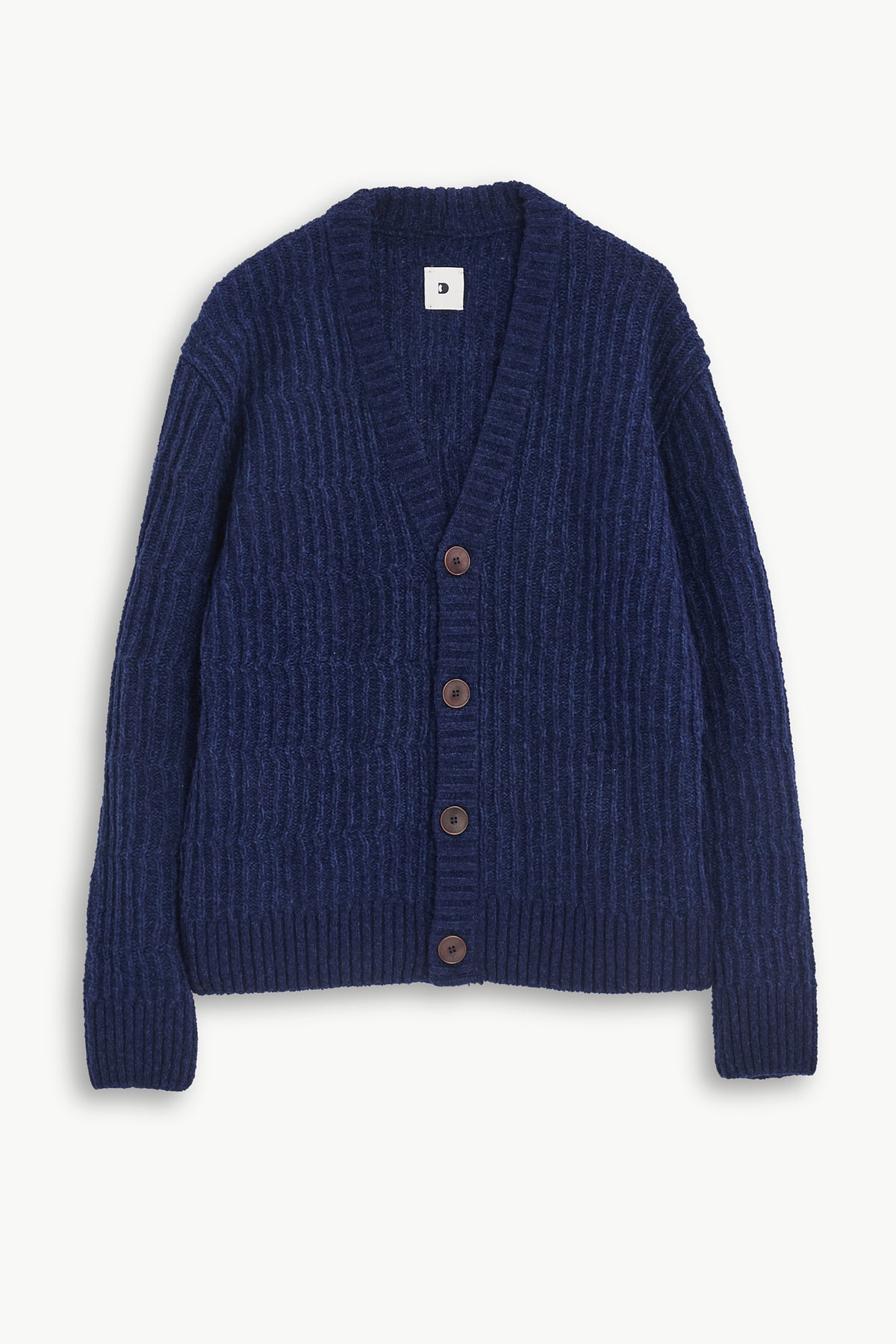Cardigan in the Finest Italian Navy Blue Melange Lambs Wool