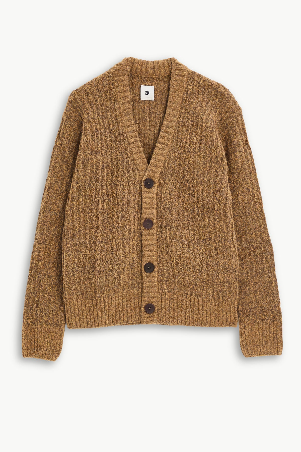 Cardigan in the Finest Italian Mustard Melange Lambs Wool