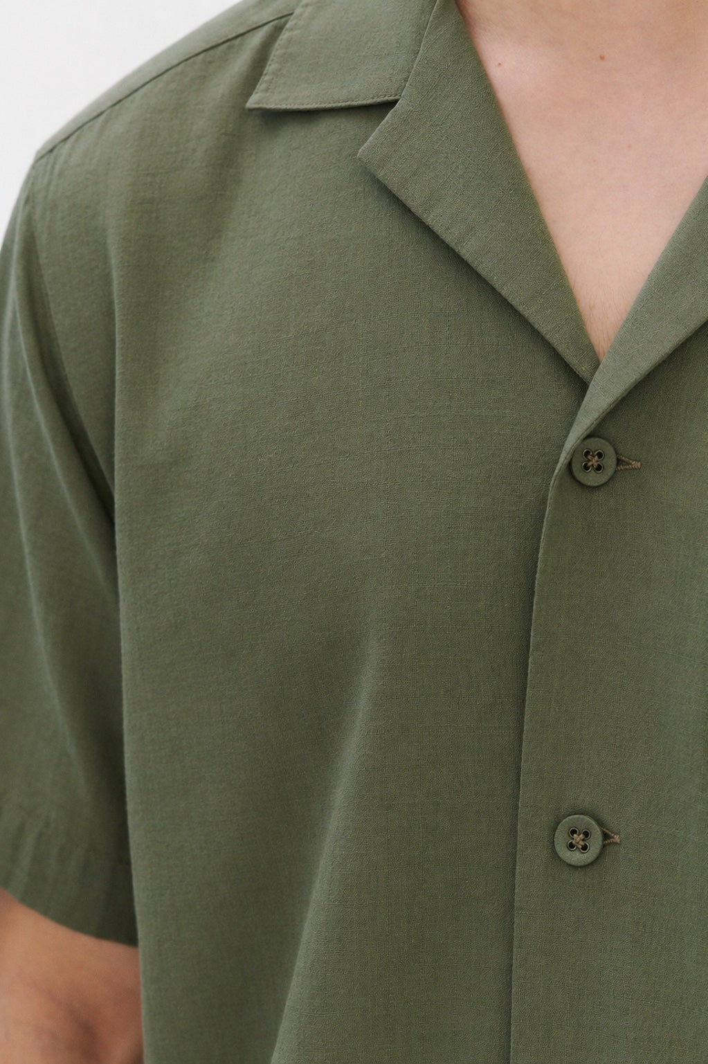 New Camp Collar Shirt  in a Spring Forest Green Italian Dobby Cotton