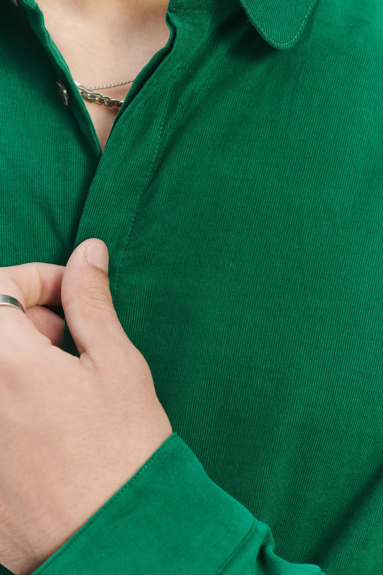 Cute Shirt in a Jade Green Italian Baby Corduroy Cotton