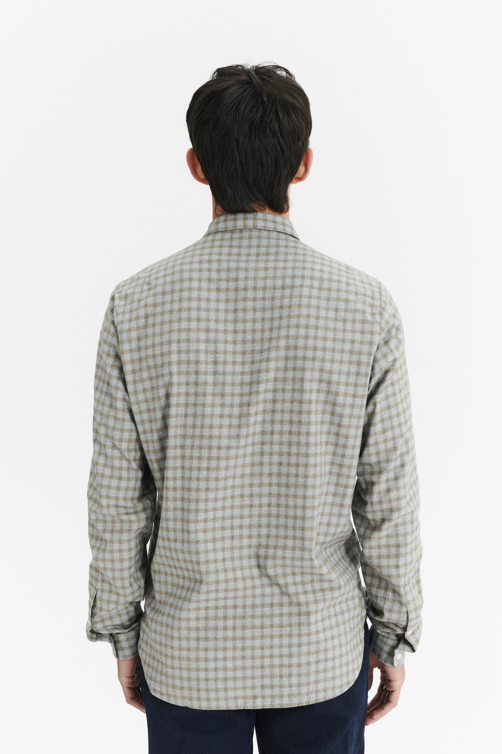 Cute Shirt in a Light Grey and Mustard Yellow Italian Cotton