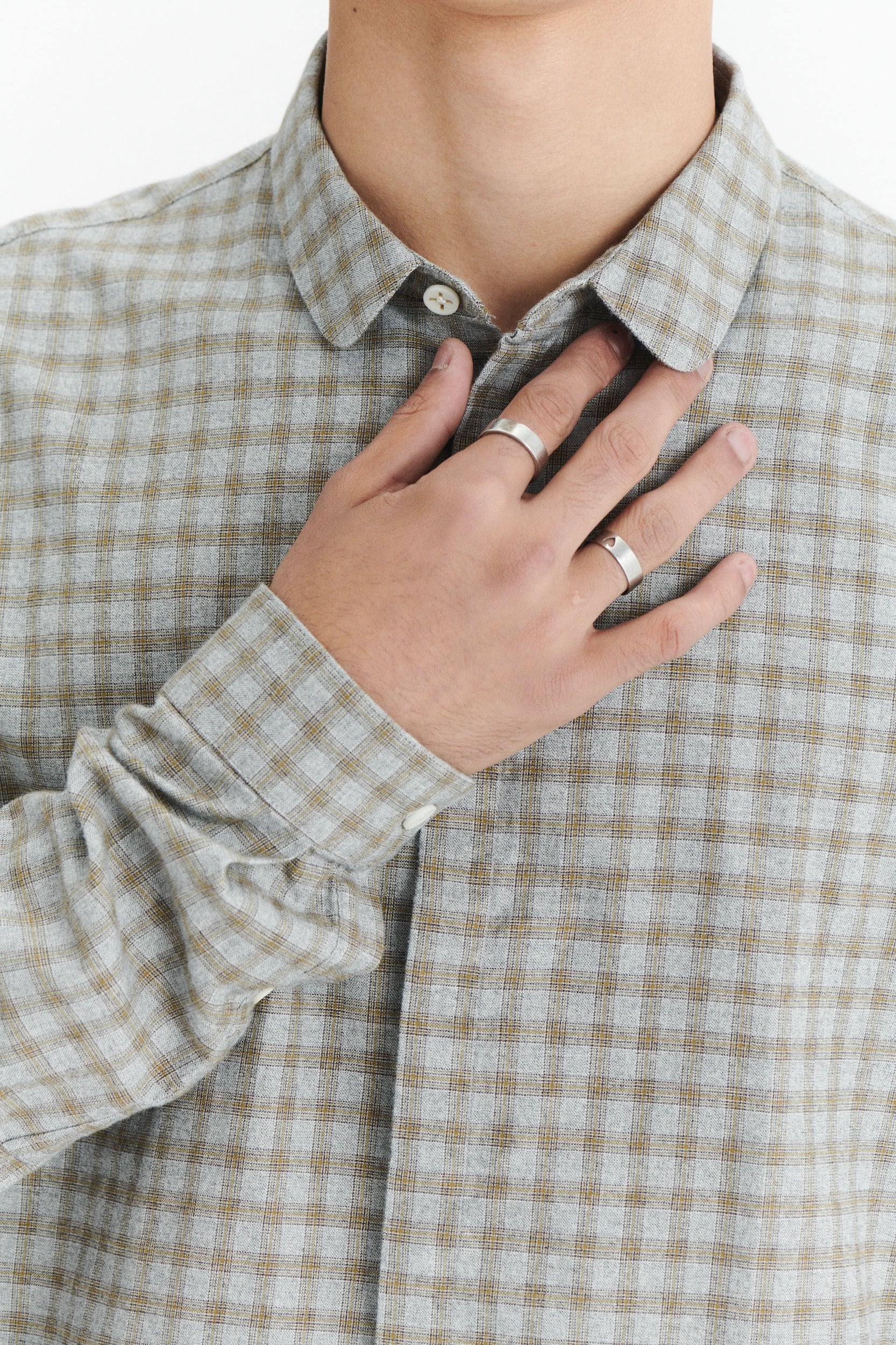 Cute Shirt in a Light Grey and Mustard Yellow Italian Cotton