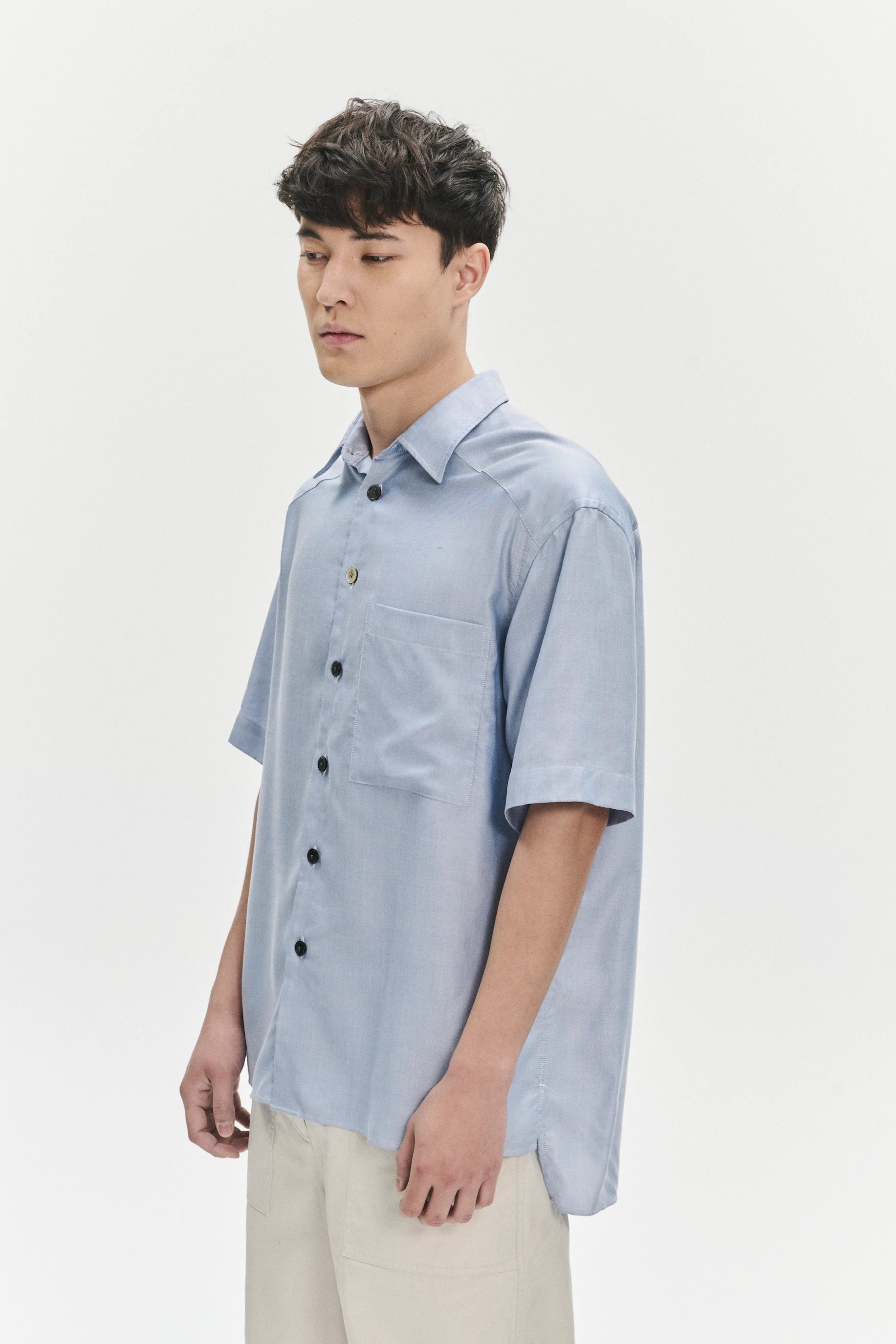 Short Sleeve Socker Shirt in an Extra Soft Blue Portuguese Oxford Lyocell