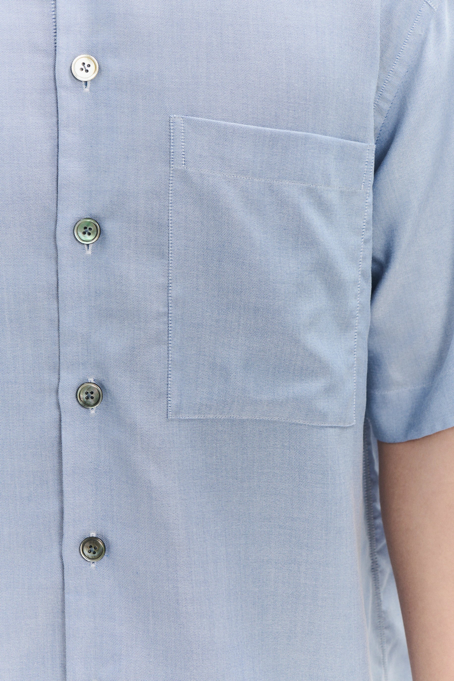Short Sleeve Socker Shirt in an Extra Soft Blue Portuguese Oxford Lyocell