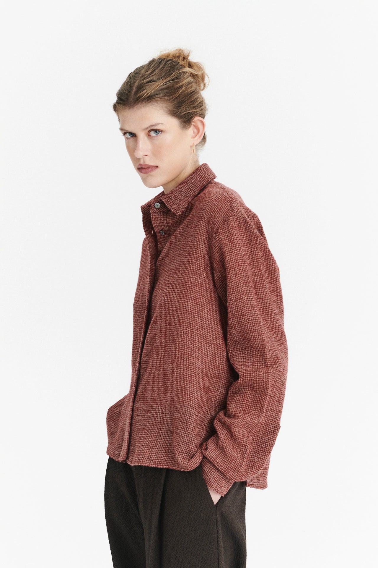 Relaxed Cropped Blouse in the Finest Worsted Wool from Japan