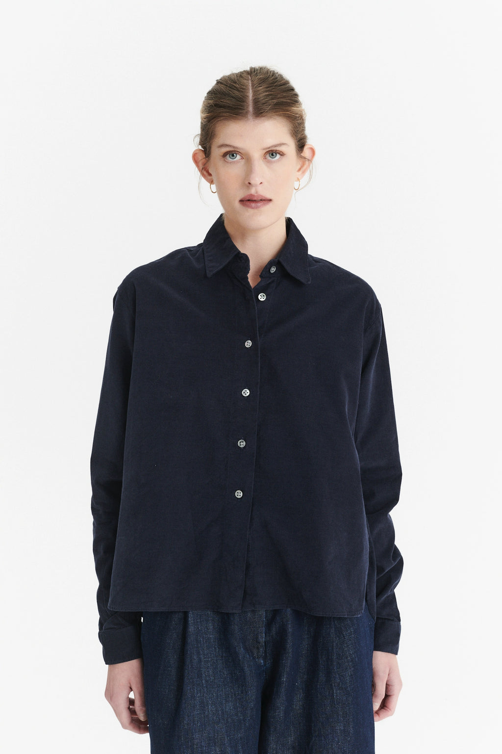 Relaxed Blouse in the Finest Navy Blue Japanese Corduroy Cotton