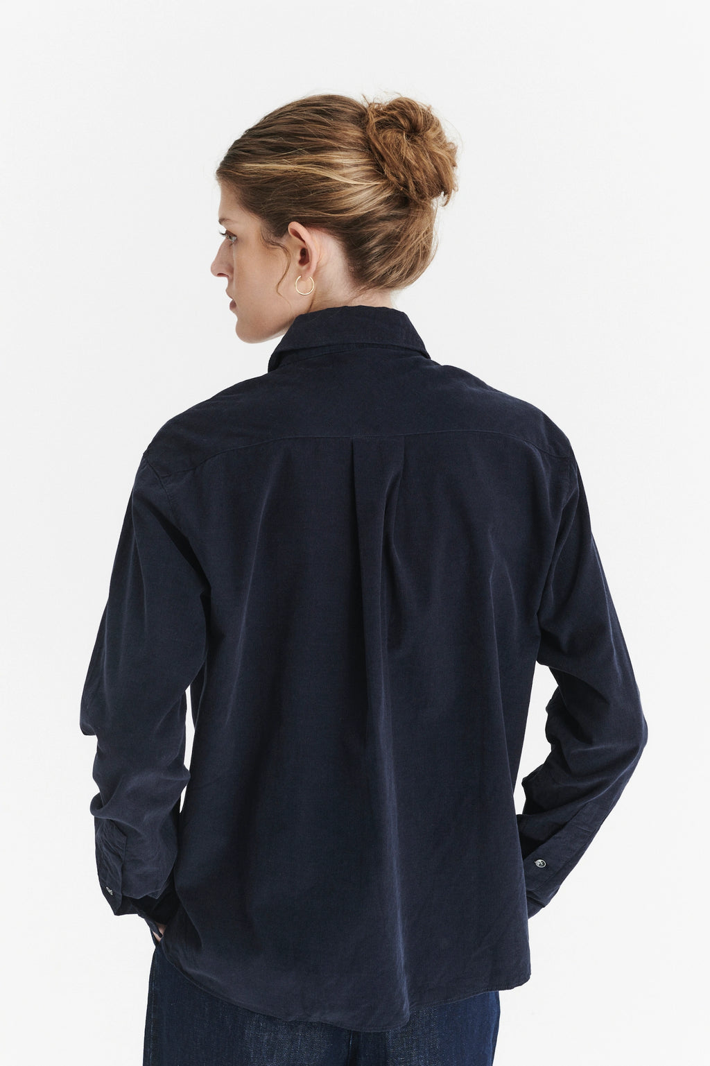 Relaxed Blouse in the Finest Navy Blue Japanese Corduroy Cotton