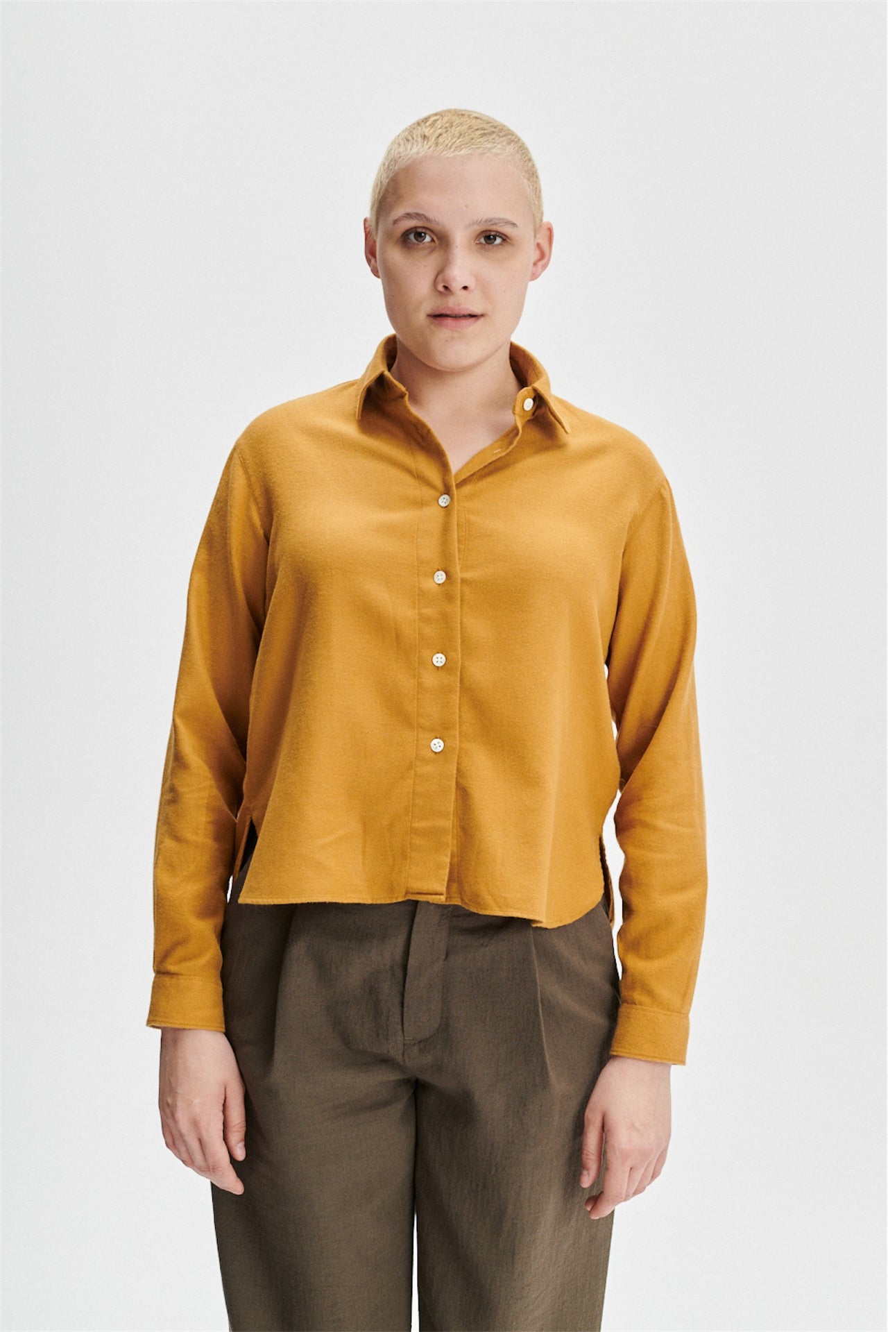 Relaxed Cropped Blouse in a Orange Soft Portuguese Cotton
