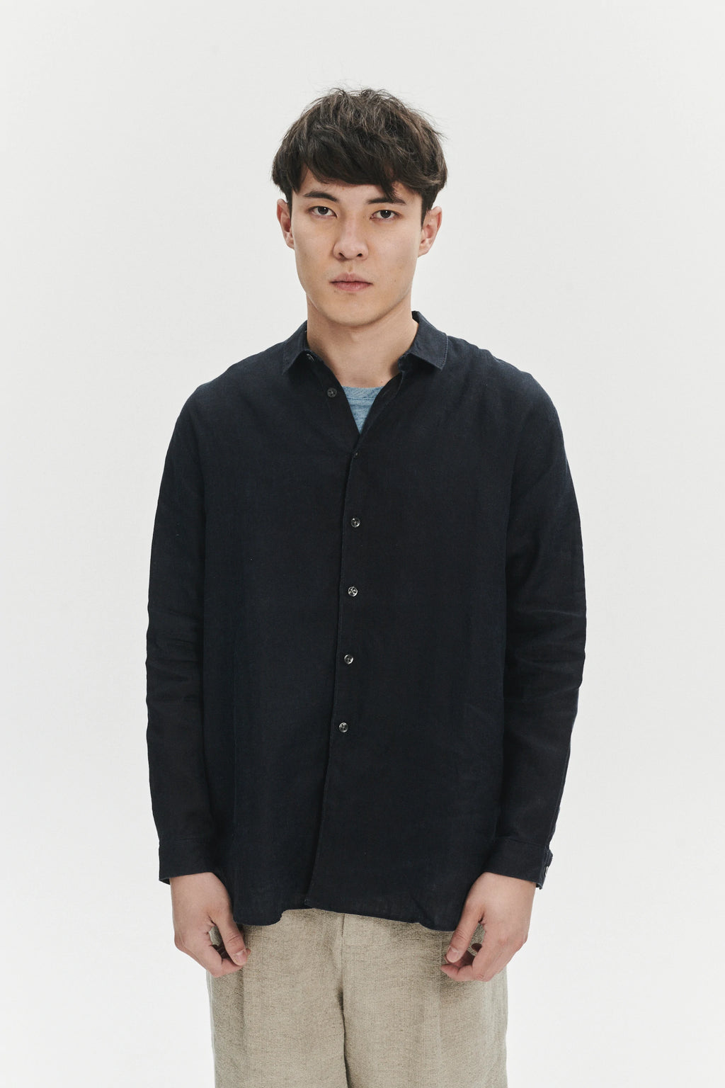 Long Sleeve Oversized Boxy Shirt in Double Sided Pure Italian Linen